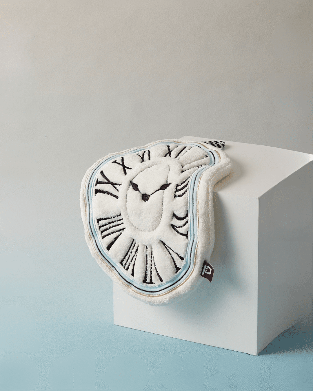 Dalí melting clock coral fleece hand towel white 28.5x19cm art home decor