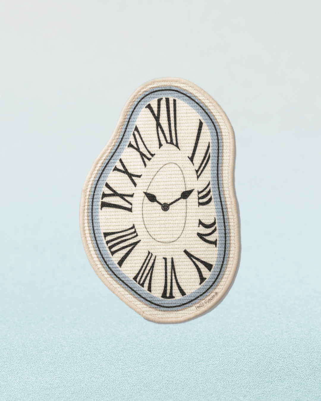 Melting Time sisal cat scratcher mat surrealist white Roman numeral clock Hello Pepper