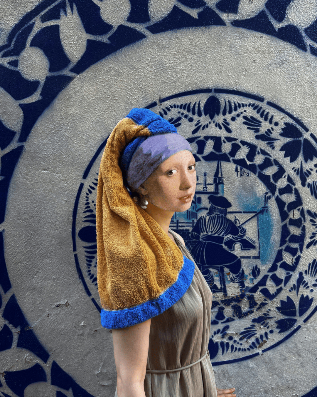 Hello Pepper - 真珠の耳飾りの少女 ヘアキャップ - Hello Pepper