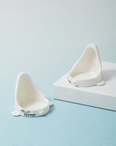 Two Dadaist Fountain ceramic incense holders Hello Pepper art decor