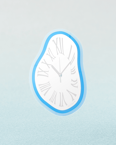 Translucent blue 3D acrylic melting clock light shadow effect Hello Pepper