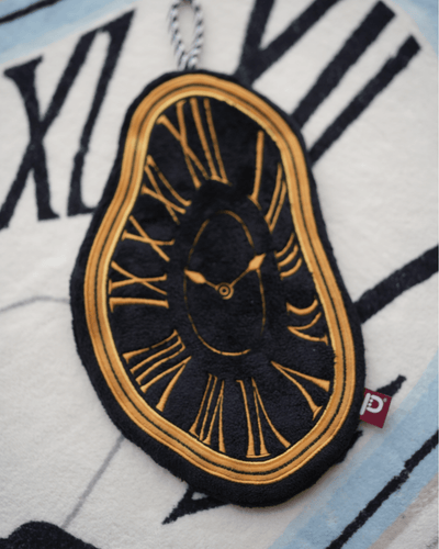Black gold Roman numeral melting clock hand towel Persistence of Memory Dalí inspired