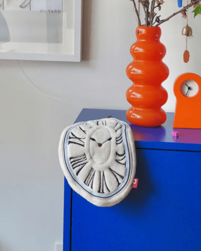 Dalí melting clock coral fleece hand towel white 28.5x19cm art home decor