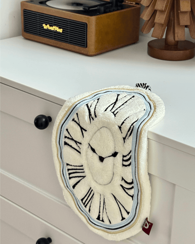Art inspired white hand towel Persistence of Memory Dalí bathroom kitchen decor