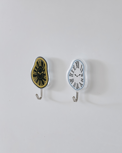 Melting Time resin wall hooks set white black Dalí inspired surrealist Hello Pepper