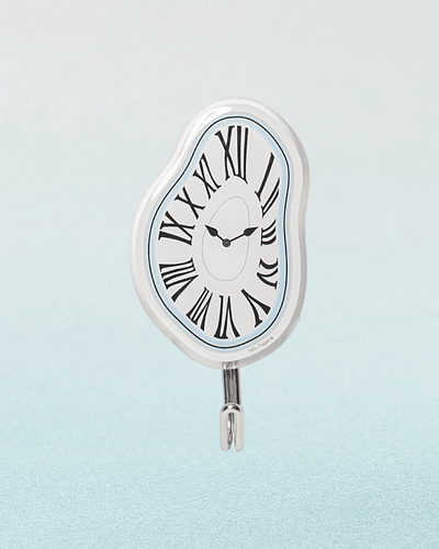 Classic white resin wall hook Dalí melting clock design glossy finish Hello Pepper