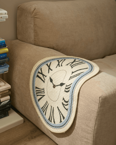 Melting Time cat scratcher mat white sisal sofa protector surrealist art Hello Pepper