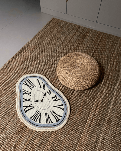 Dalí inspired cat scratcher mat laid flat on floor natural sisal Hello Pepper